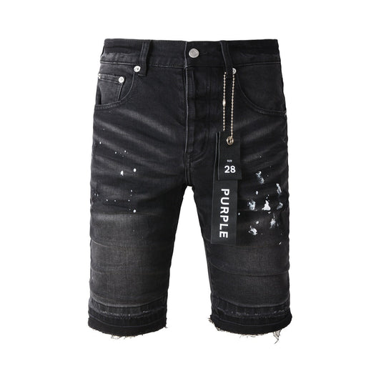 Shorts vaqueros negros 5002 con diseño de lunares blancos 