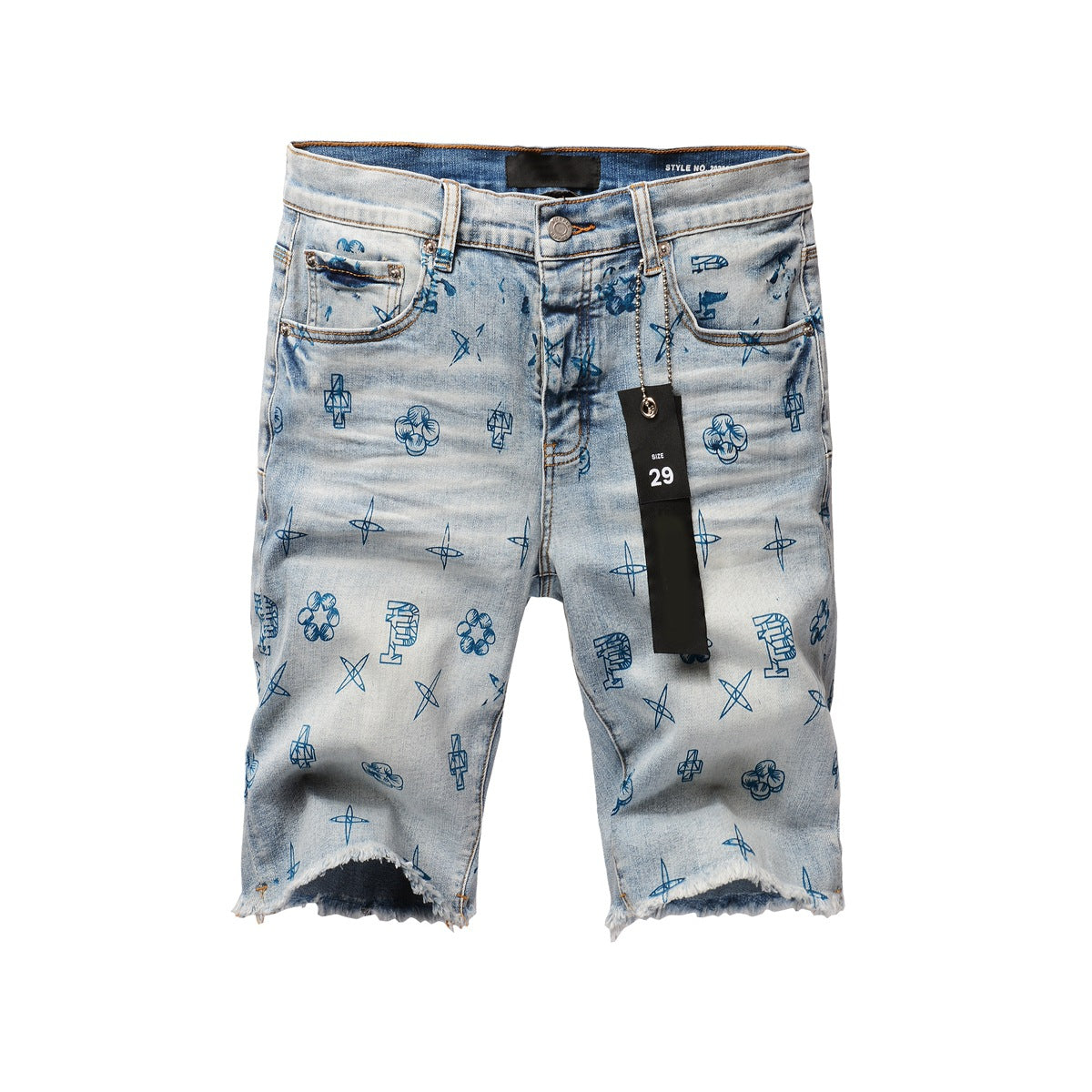 Short en jean bleu 5063 avec imprimé bleu 