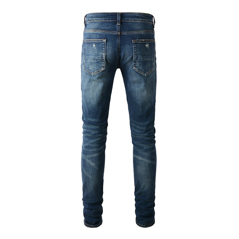 6601 High Street Jeans Jeans azules para hombre Versión coreana 