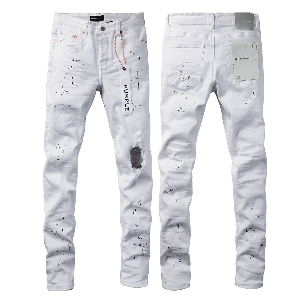 White Ink Spot Vintage Personality Fashion Ripped Jeans 9021