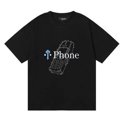 Cross-border New Niche Trendy Brand Trapstar Phone Dotted Line Printed Youth Short-sleeved T-shirt Tide