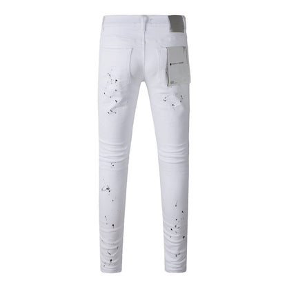 White Ink Spot Vintage Ripped Jeans