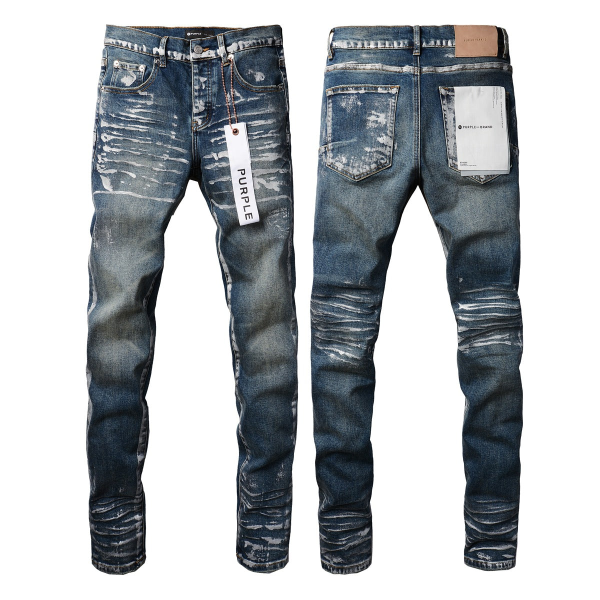 Pants Jeans With Light Dark Paint Distressed High 9040