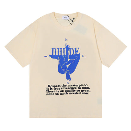 Cross-border Supply Los Angeles Niche Trendy Brand Rhude Star Wholesale of The Same Loose Fashion Bottoming Short-sleeved T-shirt