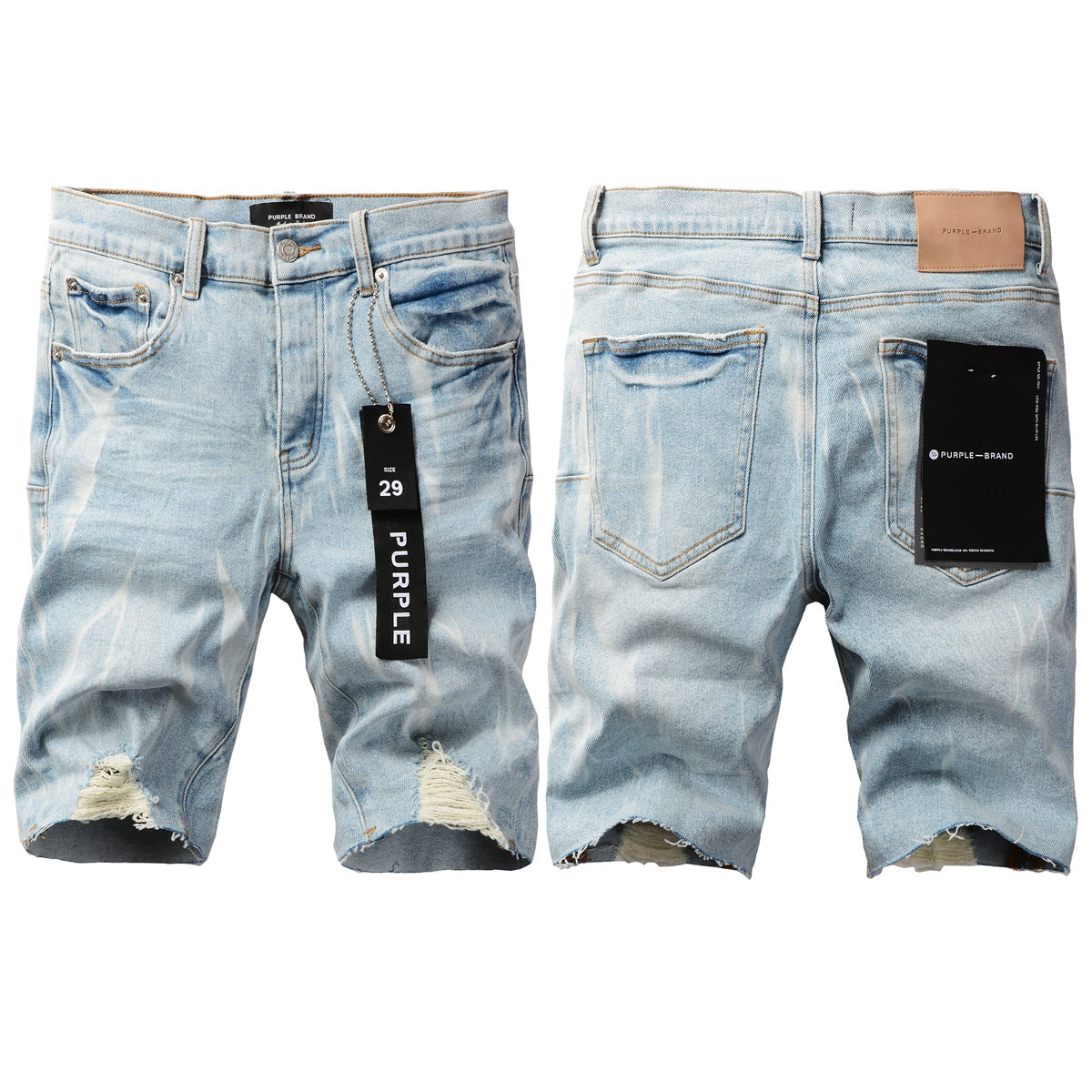 Short en jean bleu vieilli 5069 avec détails déchirés 