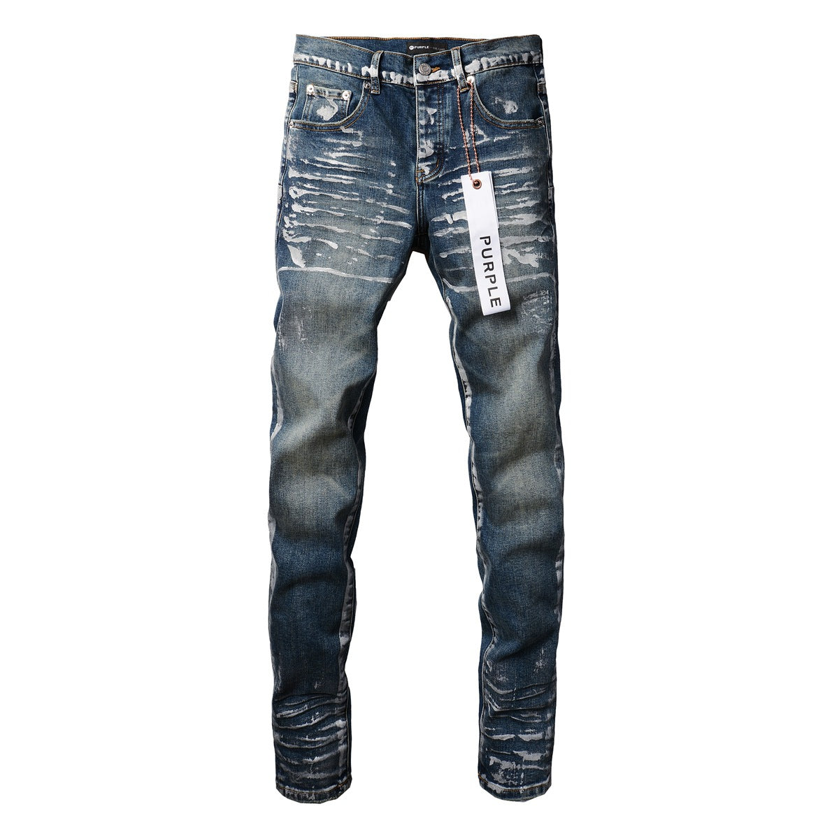 Pants Jeans With Light Dark Paint Distressed High 9040