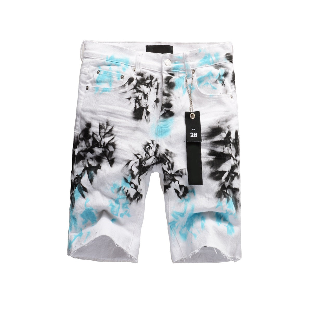 White Tie Dye Printed Jean Shorts 5065 with a Stylish and Unique Design