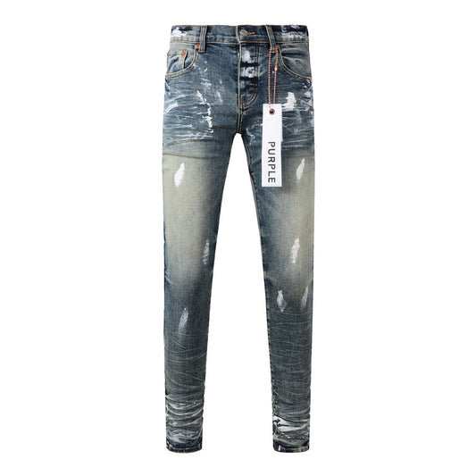 Men Black Jeans Distressed Hole Unique