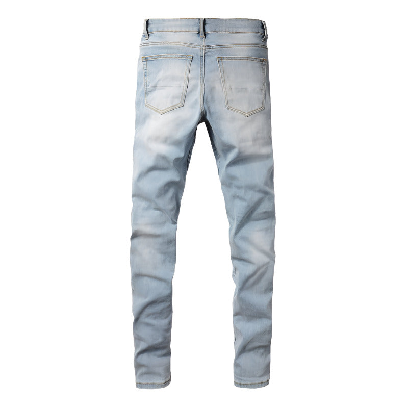 Jean skinny biker pour homme, pantalon slim coupe droite de haute qualité