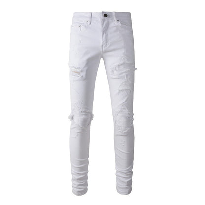 Jeans Slim Fit High Street pour hommes Pantalons déchirés Pantalons décontractés #897 