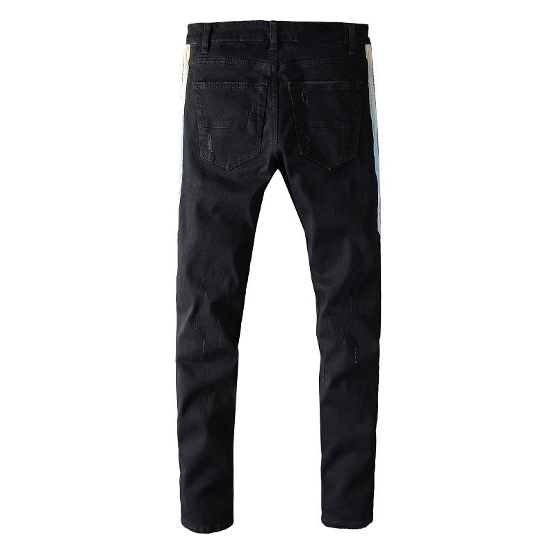 644 High Street Side Patch Hollow Beggar Jean slim élastique à petits pieds 