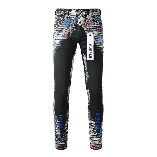 Nouveau jean vintage noir avec graffitis 