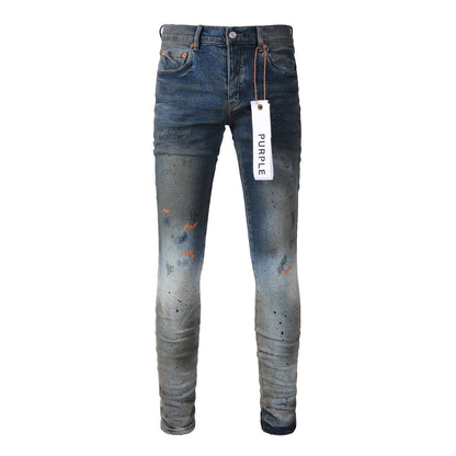 Jean déchiré violet pour homme, pantalon en denim slim skinny 2024, jean évasé de créateur pour homme 