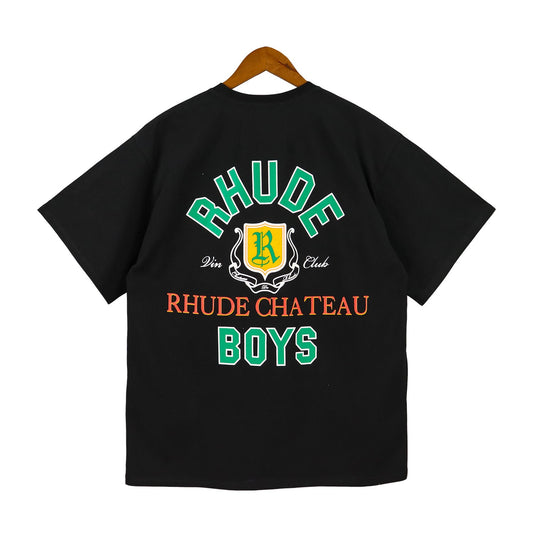 Rhude Early Spring New Men's Letter Printing Loose Trend High Street Crew Neck Men's and Women's 2023 Short-sleeved T-shirt