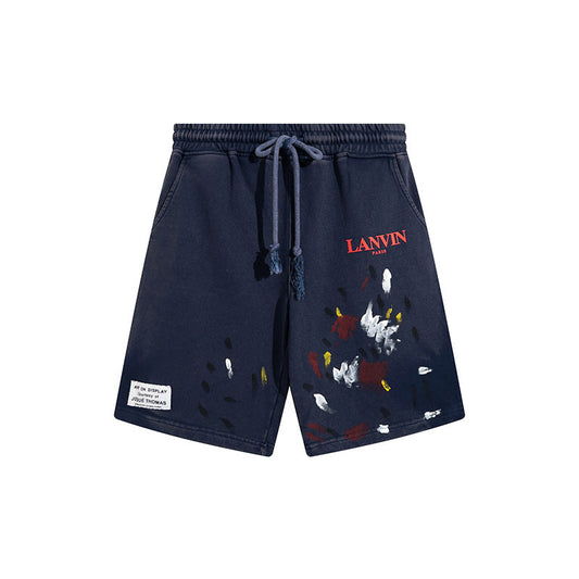 Tide Brand Gallery Dept Splashing Ink Hand-painted Graffiti Letter LOGO Washed Shorts High Street Loose Five-point Pants