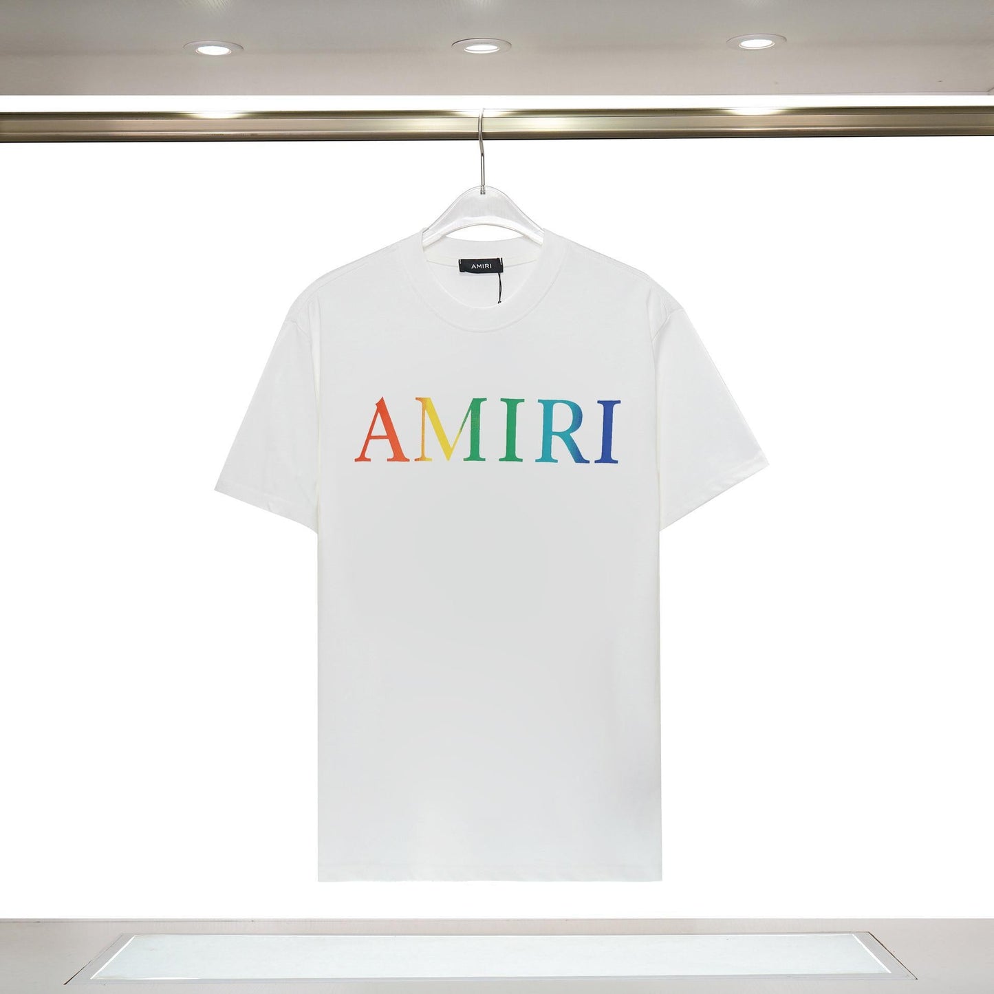 Amiri Short Sleeves, Summer Cross-border Trend AMIRI Color Simple Letter Logo Printing Loose Crew Neck T-shirt