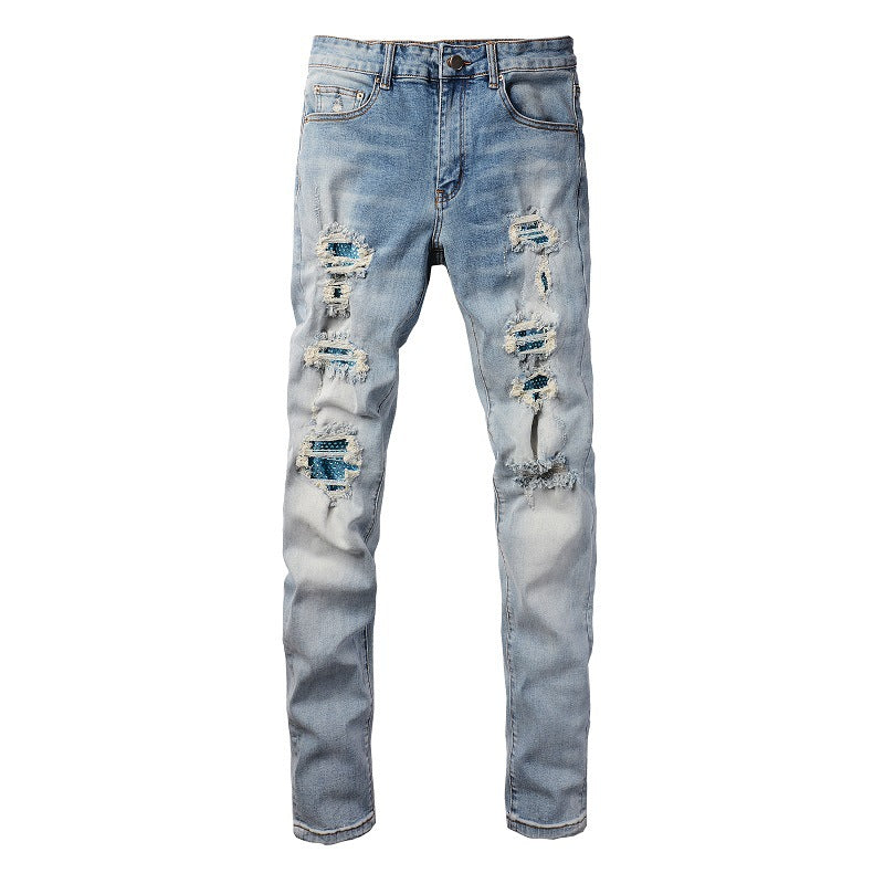 Jeans Blue Diamond Hot Diamond con parches High Street, elásticos y ajustados 