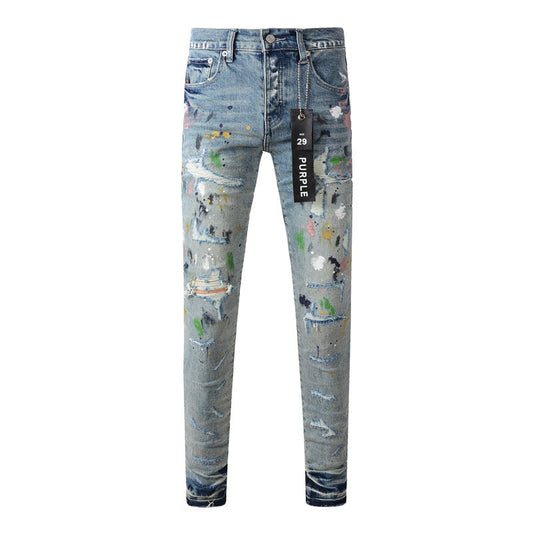 Light Blue Distressed Jeans 9072 with Ripped Details