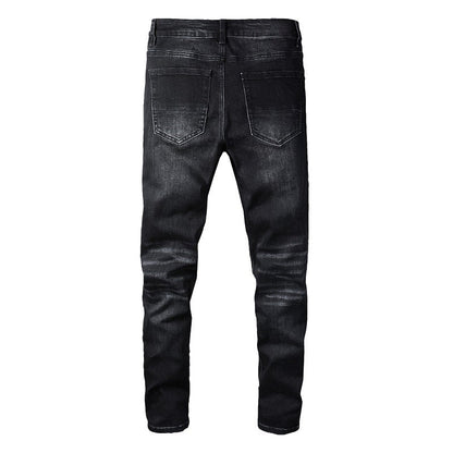 Jeans 830 Street Spray Paint Alfabeto colorido Jeans negros 