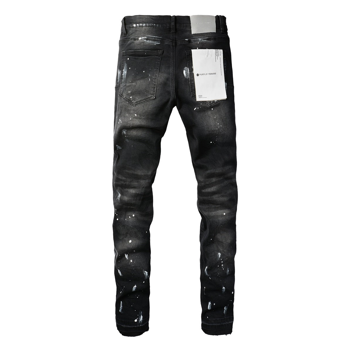 Jeans Purple With High Street Black Paint Distressed 9002 7025 Pants