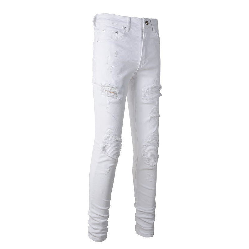 Jeans Slim Fit High Street pour hommes Pantalons déchirés Pantalons décontractés #897 