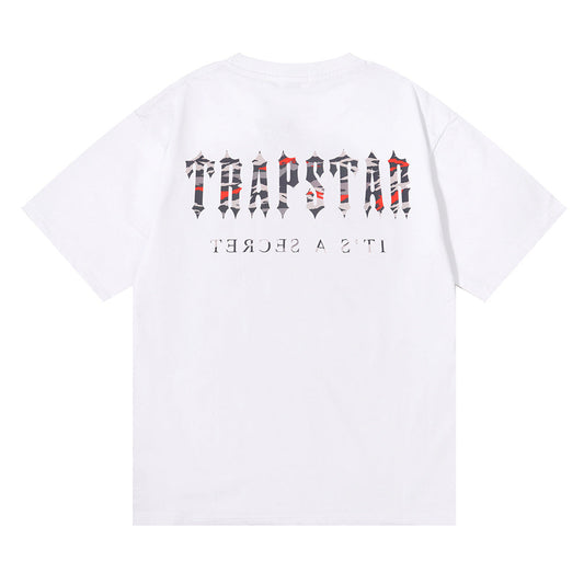 Niche Trendy Brand Trapstar London Red Camouflage Letter Printing High-quality Cotton Short-sleeved T-shirt for Men and Women