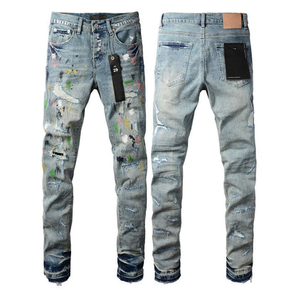 Jeans desgastados azul claro 9072 con detalles rotos 