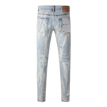 Pantalones vaqueros High Street Slim Fit Tie Dyed Wash personalizados 7017 