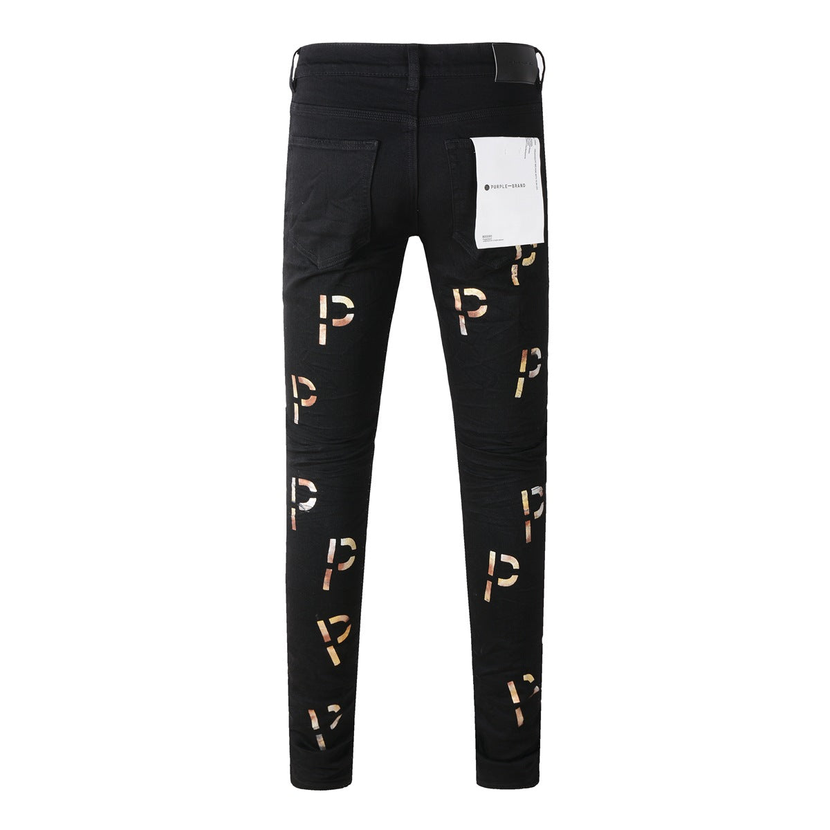 New Black Letter Printing Vintage Ripped Jeans 9008