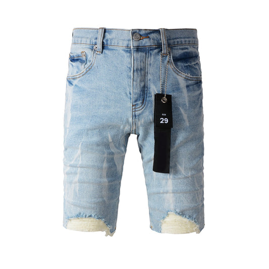 Short en jean bleu vieilli 5069 avec détails déchirés 