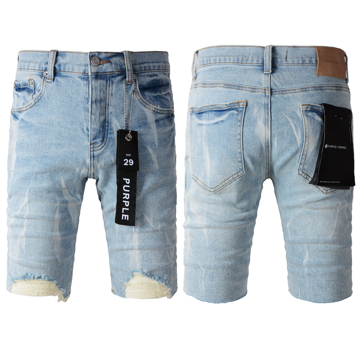 Short en jean bleu vieilli 5069 avec détails déchirés 