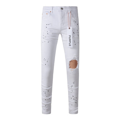 White Ink Spot Vintage Ripped Jeans