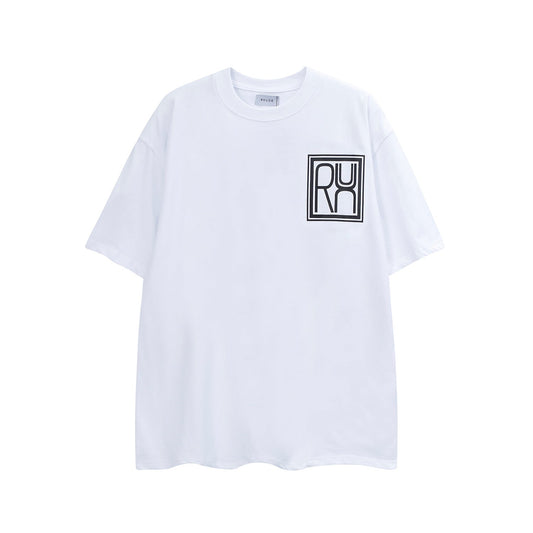 Rhude Men's Logo Printed Crew Neck Loose Short Sleeve 2023 American Street Trend Brand Teen Couple T-Shirt Trend