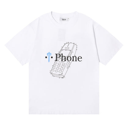 Cross-border New Niche Trendy Brand Trapstar Phone Dotted Line Printed Youth Short-sleeved T-shirt Tide