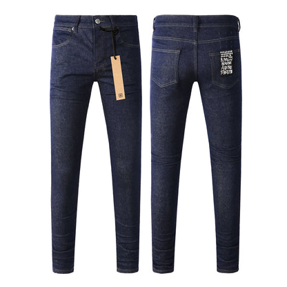 Navy Straight-Leg Jeans with Minimalist Design 3011